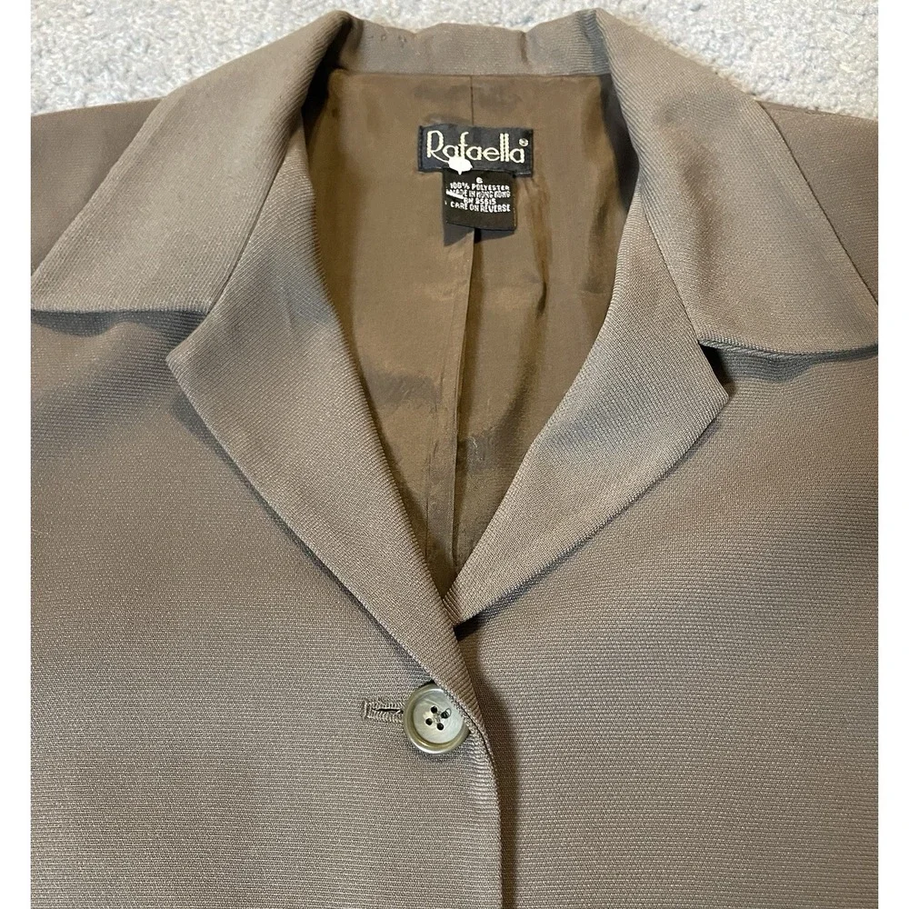 70s Rafaela 2Pc Tailored Pantsuit Womens Sz 6/8 Taupe Beige Career Business READ - Picture 8 of 16